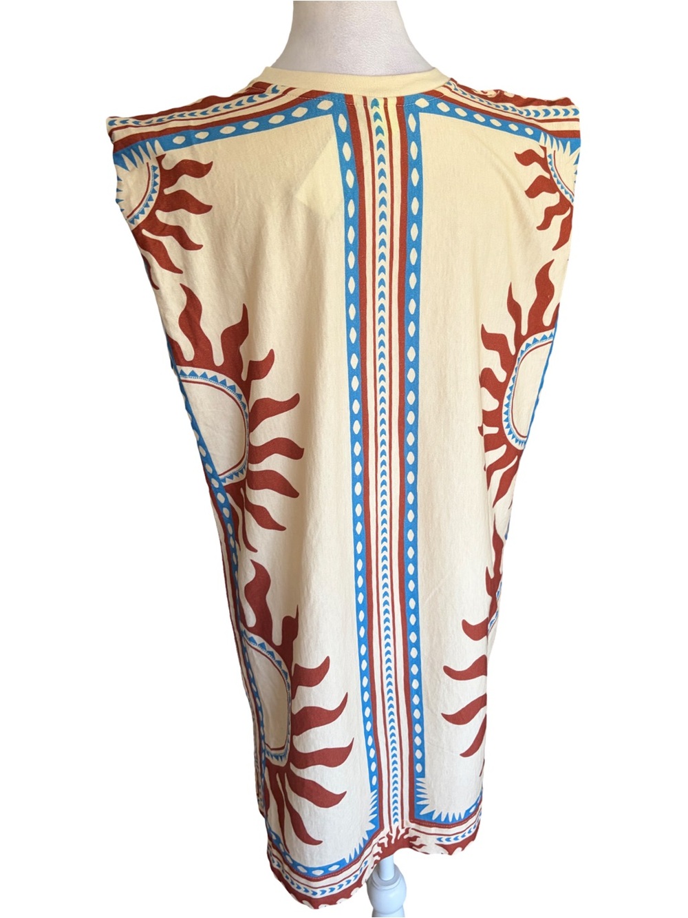 FARM Rio Sun Print Sleeveless Tunic Mini Dress Cream Size Small - Picture 7 of 13
